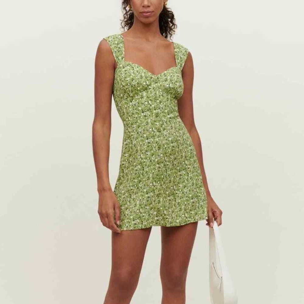 Reformation Green Floral Lorelai Dress Size 6 - New With Tag